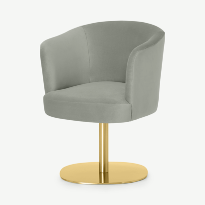 An Image of Revy Office Chair, Sage Green Velvet with Brass Leg