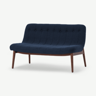 An Image of Halbert 2 Seater Sofa, Midnight Blue Weave