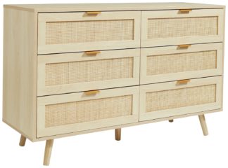 An Image of Light Rattan 6 Drawer Chest - Light Wood