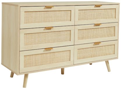 An Image of Light Rattan 6 Drawer Chest - Light Wood