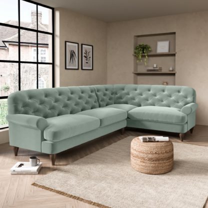 An Image of Canterbury Luxury Velvet Right Hand Corner Sofa Luxury Velvet Black