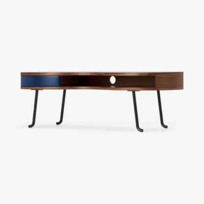 An Image of Pendelbury Media Unit, Walnut & Royal Blue