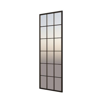 An Image of Black Metal Rectangle Window Pane Leaning Mirror - 150x50cm