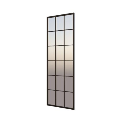 f93c43c5cd159052f4e2b34dbb5555517d31d74c1bca26779a8e81cc6ea7a511.jpg An Image of Black Metal Rectangle Window Pane Leaning Mirror - 150x50cm