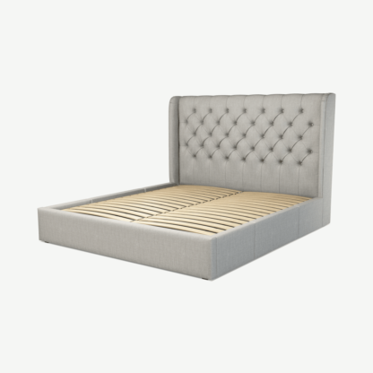 An Image of Romare Super King Size Bed with Storage Drawers, Ghost Grey Cotton