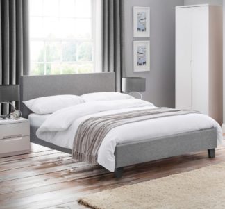 An Image of Rialto Light Grey Fabric Bed Frame - 5ft King Size