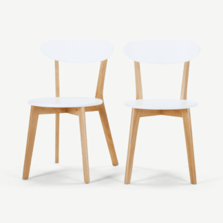 An Image of Set of 2 Fjord Dining Chairs, Oak and White