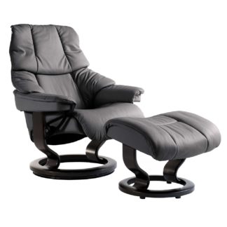 An Image of Stressless Reno Classic Chair & Stool, Choice of Leather