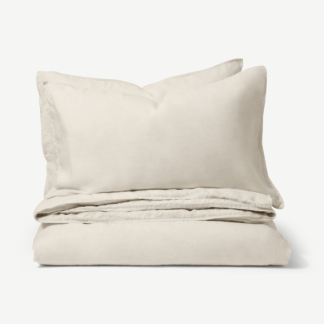An Image of Brisa 100% Linen Duvet Cover + 2 Pillowcases, Double, Light Beige