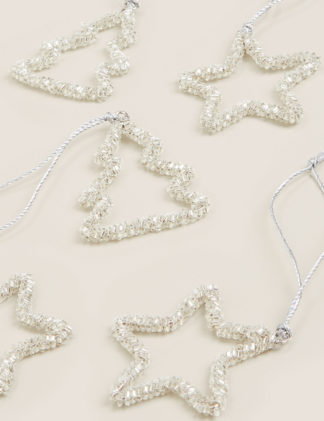 An Image of M&S 6 Pack Wire Star & Tree Outline Decorations