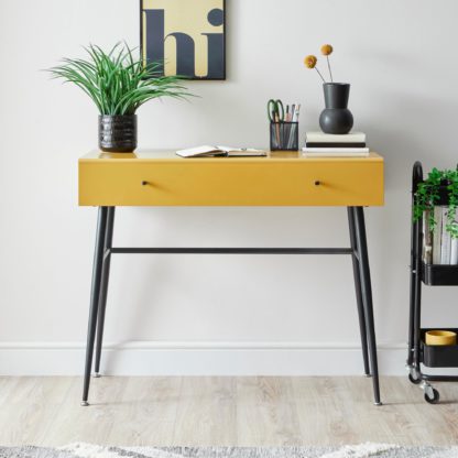 An Image of Oliver Lift Top Dressing Desk Ochre