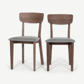 An Image of Jenson Set of 2 Dining Chairs, Mountain Grey & Dark Stain Oak
