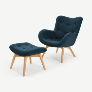 An Image of Doris Accent Armchair and Footstool, Shetland Navy