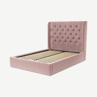 An Image of Romare Double Ottoman Storage Bed, Heather Pink Velvet