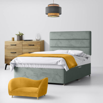 fe64133e3425a7d64dab2b4d6597c81f78369941d9c36b7b3ac8a1d4883297f3-6.jpg An Image of Cornell Lined Asphalt Velvet Fabric 2 Drawer Same Side Divan Bed - 5ft King Size