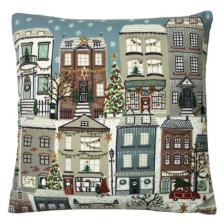 An Image of Festive Town Christmas Cushion - 43x43cm