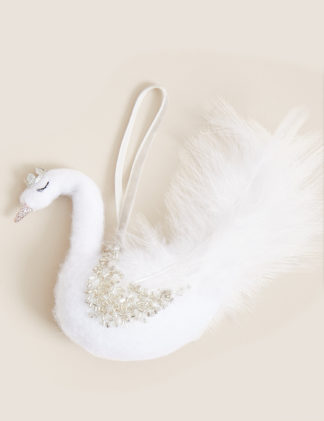An Image of M&S Luxury Hanging Swan Decoration