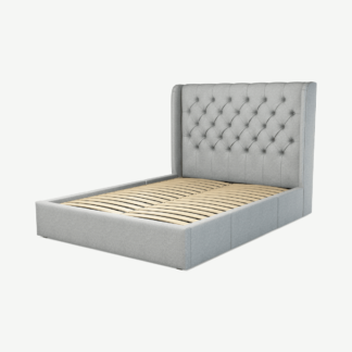 An Image of Romare King Size Bed with Storage Drawers, Wolf Grey Wool