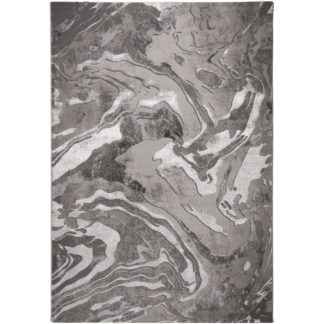 An Image of Marbled Rug Silver and White
