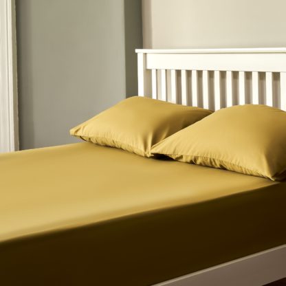 An Image of The Willow Manor 100% Cotton Percale Single Fitted Sheet - Olive