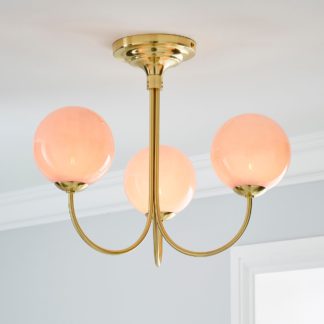 An Image of Gigi Semi Flush Pink Ceiling Fitting Gold