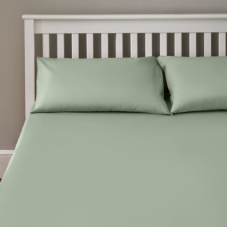 An Image of The Willow Manor Easy Care Percale Single Fitted Sheet - Sage Green