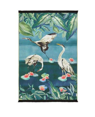 An Image of Habitat Japonica Crane Cut Pile Woven Rug - 120x170cm