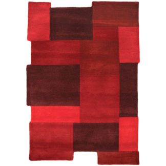 An Image of Abstract Collage Rug Red