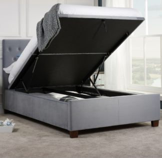 An Image of Cologne Grey Fabric Ottoman Storage Bed - 4ft6 Double