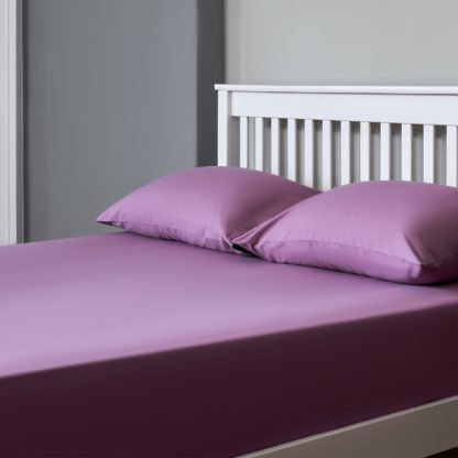 An Image of The Willow Manor 100% Cotton Percale Single Fitted Sheet - Grape