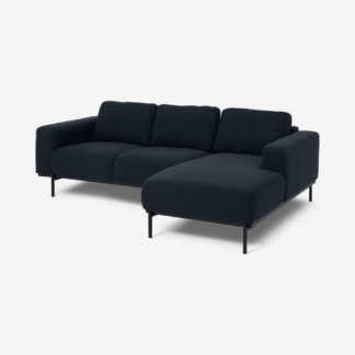 An Image of Jarrod Right Hand Facing Chaise End Corner Sofa, Midnight Blue Weave