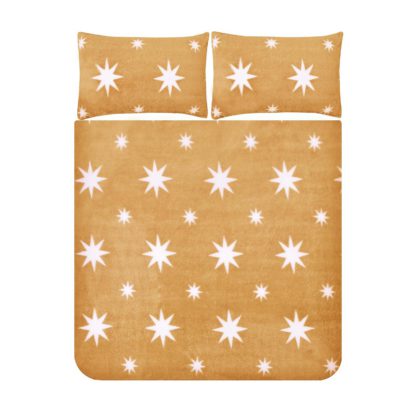 An Image of Snuggle Fleece Bedding Set - Ochre Star - Double