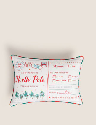 An Image of M&S Cotton Rich Letter From Santa Bolster Cushion