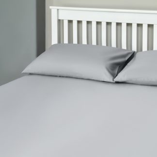 An Image of The Willow Manor 100% Cotton Percale Single Fitted Sheet - Silver