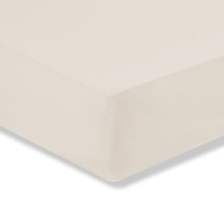 An Image of Fogarty Plain 100% Cotton 180 Thread Count Fitted Sheet White Sand