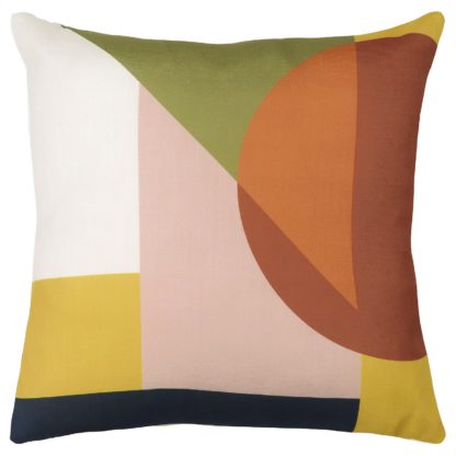 An Image of Window Check Cushion - 43x43cm - Rose