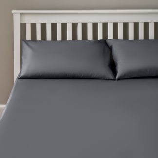 An Image of The Willow Manor Easy Care Percale Double Fitted Sheet - Charcoal