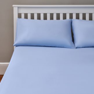 An Image of The Willow Manor Easy Care Percale King Fitted Sheet - Light Blue