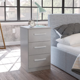 An Image of Lynx Grey 3 Drawer Bedside Table