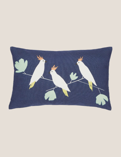 An Image of M&S Scion Pure Cotton Lovebirds Bolster Cushion