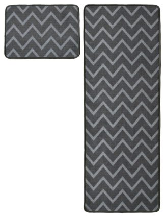 An Image of Homemaker Washable Chevron Mat & Runner - 57x150cm - Grey