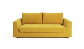 An Image of Habitat Brixley 3 Seater Fabric Sofa - Yellow