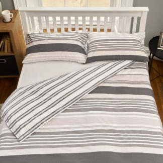 An Image of The Willow Manor Easy Care Percale Double Duvet Set Metro Stripe - Grey