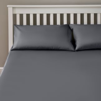 An Image of The Willow Manor Easy Care Percale Single Fitted Sheet - Charcoal