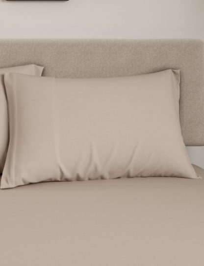 An Image of M&S Cotton Rich Percale Deep Fitted Sheet & Pillowcase