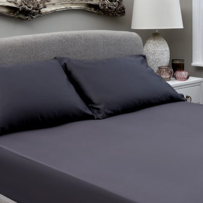 3bb708ba3843a0450ecf8137af8ee58e4489bb9d30f54d334a70f0b727113d5c.jpg An Image of The Willow Manor Egyptian Cotton Sateen Single Fitted Sheet - Steel
