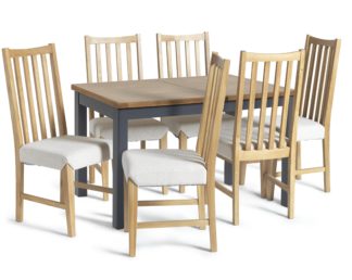 An Image of Habitat Kent Wood Veneer Dining Table & 6 Rosmond Oak Chairs