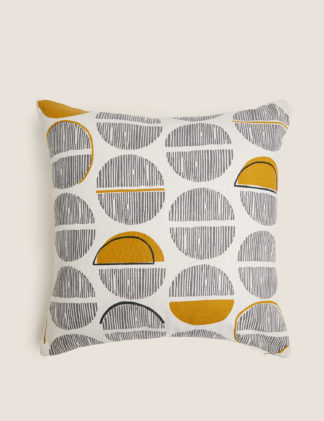 An Image of M&S Layla Cotton Geometric Cushion