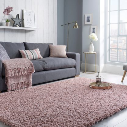 An Image of Bertie Shaggy Rug Pink