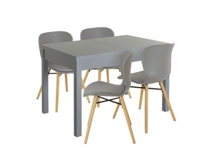 An Image of Habitat Lyssa Extending Dining Table & 4 White Chairs